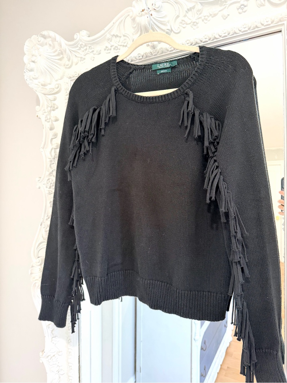 Ralph Lauren Brygida Black Fringe Crewneck Sweater - Picture 4 of 5